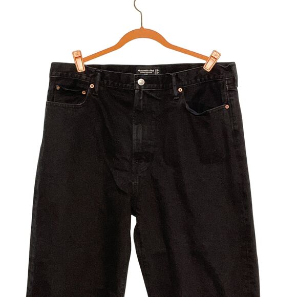 Abercrombie & Fitch Mens Black Baggy Jeans 38x30 Relaxed - Picture 2 of 10